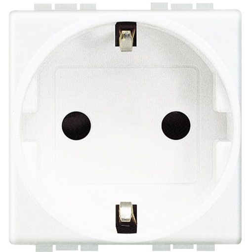 Livinglight - Tomada 2PT Schuko, Ligadores automáticos - Branco, 2 módulos