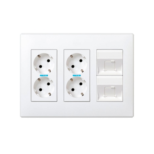 Placa de voz y datos inclinada con guardapolvo 1 elemento para 1 RJ45 blanco Simon 500 Cima
