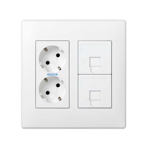 Placa de voz y datos plana con guardapolvo 1 elemento para 1 RJ45 compatibilidad otros fabricantes blanco Simon 500 Cima