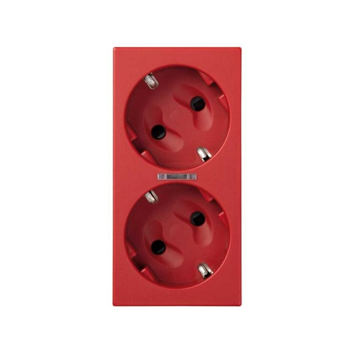Base de enchufe schuko doble 16 A 250V con dispositivo de seguridad, led y embornamiento 1Click rojo Simon 500 Cima