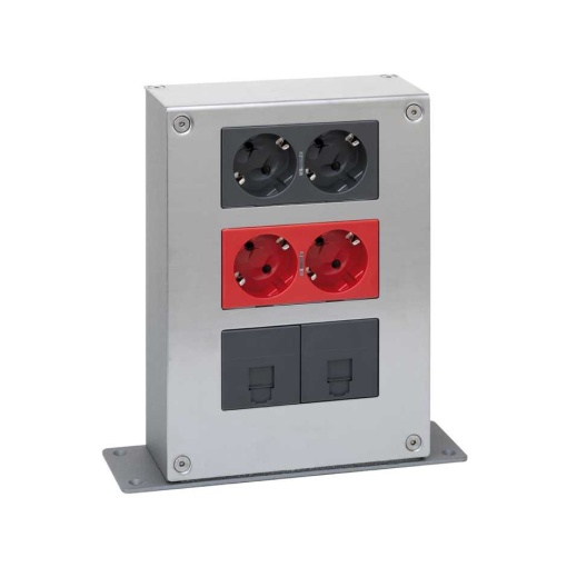 Kit torreta metálica de 3 alturas y 1 cara con 1 enchufe doble, 1 SAI doble y 2 placas para 1RJ45 grafito Simon 500 Cima