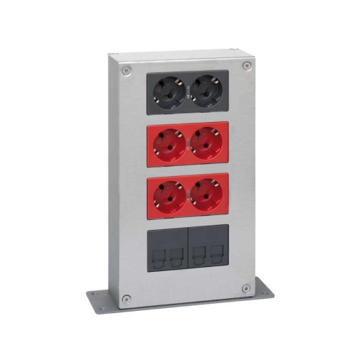 Kit torreta metálica de 4 alturas y 1 cara con 1 enchufe doble, 2 SAI doble y 2 placas para 2RJ45 grafito Simon 500 Cima