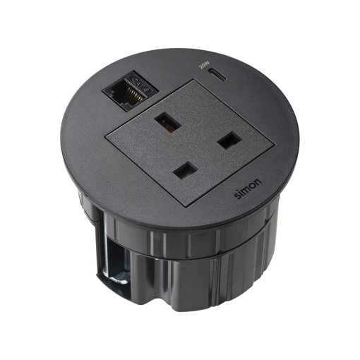 Conector de datos RJ45 categoría 6 UTP Keystone hembra-hembra negro Simon Cableado Estructurado