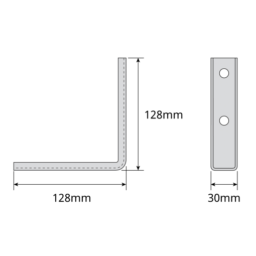 Angle bracket, 128 mm Zinc  RCP