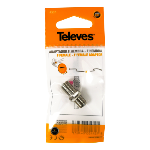 Adaptador ''F'' fêmea  fêmea Com rosca pequena e comprimento 27mm