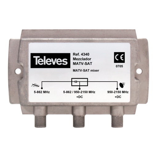 Terrestrial and satellite signal combiner 2 inputs MATV-SAT