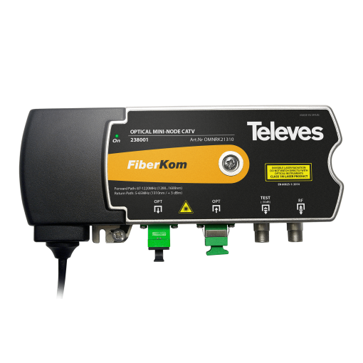 FiberKom mini-optical node equipped with Return Path transmitter and OLC technology 2 fibers 1200...1600 nm, Return 1310 nm, Po 3 dBm