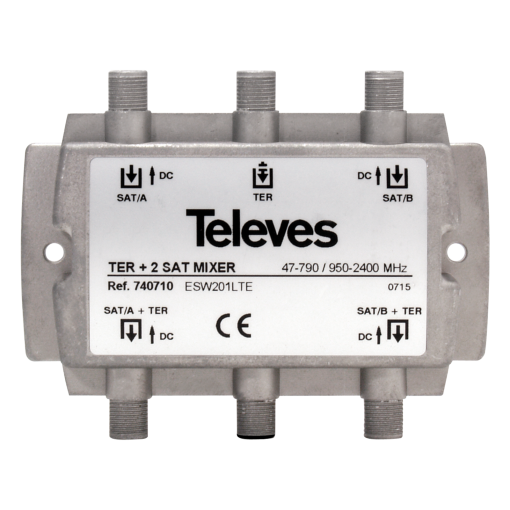 1 terrestrial-2 satellite signal combiner 3 inputs MATV-SAT-SAT