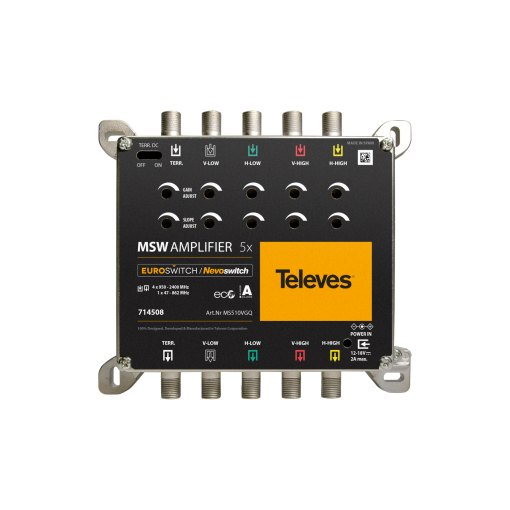 Amplificador Quattro EuroSwitchNevoSwitch 1011dB, 5 entradas 1 satélite