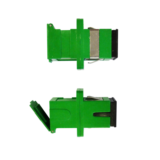 SC Female  SC Female Optical Simplex Adapter Single-mode SM, with Auto-blocking Cap, Green