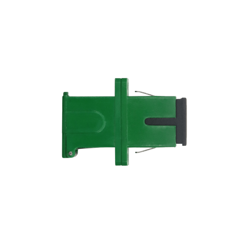 Adaptador Óptico SC Fêmea  SC Fêmea Simplex Monomodo SM, com Tampa de Autobloqueio, Verde