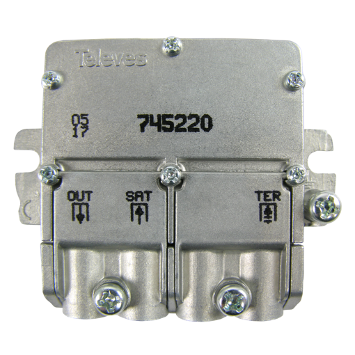 Terrestrial and satellite signal mini-combiner 2 inputs MATV-SAT