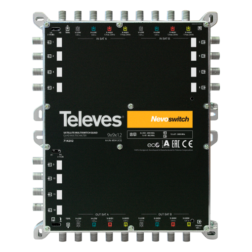 NevoSwitch equipped with 9 QUAD inputs and 12 outputs