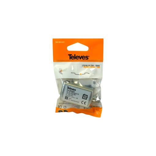 Filtros LTE5G MR Medium Rejection, com passagem DC 47...694MHz C.48, Conector ''F''
