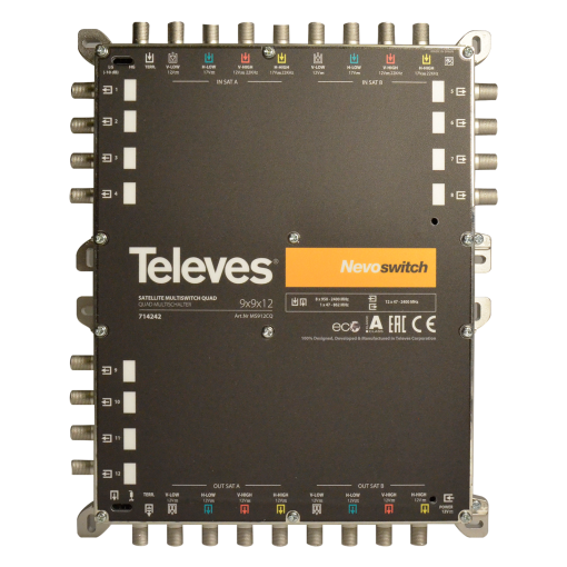 NevoSwitch equipped with 9 QUAD inputs and 12 outputs