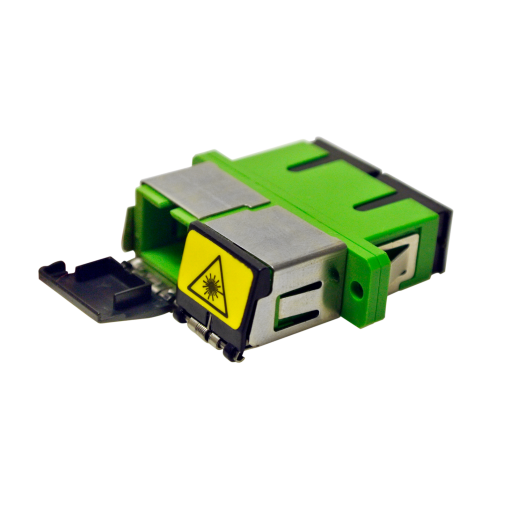 SC Female  SC Female Optical Duplex Adapter Single-mode SM, with Auto-blocking Cap, Green