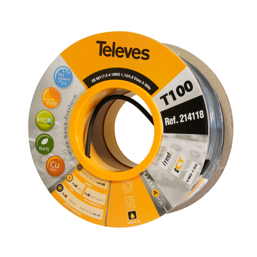 T100plus 16RtC coaxial cable Dca Euroclass, A Class shielded