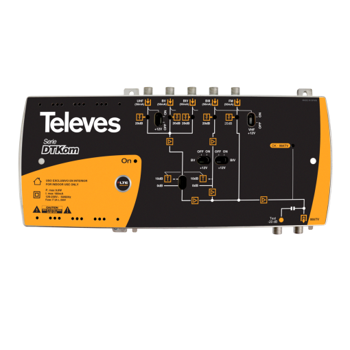 DTKom broadband multiband amplifier 5 inputs FM-BIII-21..32-36..48-UHF - LTE700 Ready