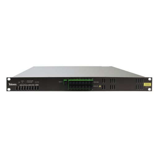 8-output EDFA optical amplifier with WDM, 1RU rack 19'' 1550 nm, Po 10 dBm