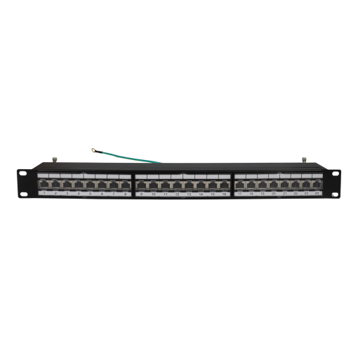 Painel Patch para Rack 19'' 1U, com 24 conectores ''RJ45'' Cat 6A FTP Fêmea