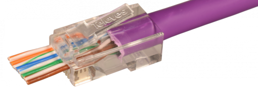 Conector RJ45 macho pass through UTP Cat 6 para cabos de dados