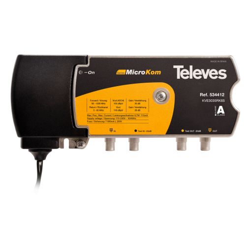 Central MicroKom de linha 1GHz - ganho 3035dB Canal de retorno activopassivo 5-65MHz
