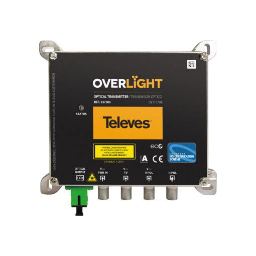 Overlight optical transmitter CWDM Indoor use, DABUHFSAT, 1570nm, Po 9dBm