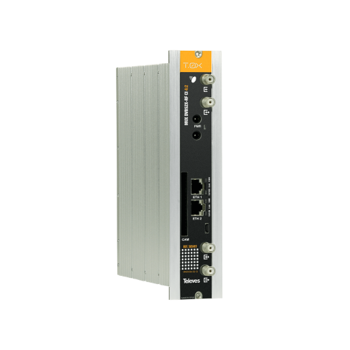 Twin Transmodulator equipped with remultiplexing DVBSS2  DVBT COFDM or DVBC QAM, with CI