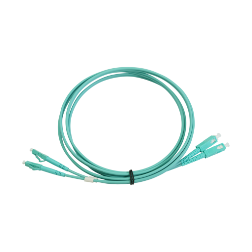 Chicote duplex de fibra óptica pré-conectorizado LCPC  SCPC Multimodo MM OM3, LSFH de interior
