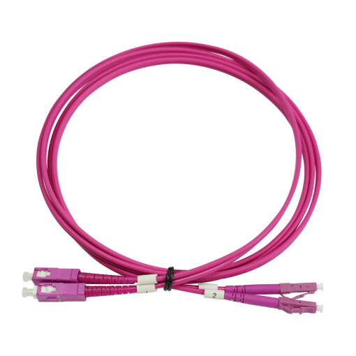 Chicote duplex de fibra óptica pré-conectorizado LCPC  SCPC Multimodo MM OM4, LSFH de interior