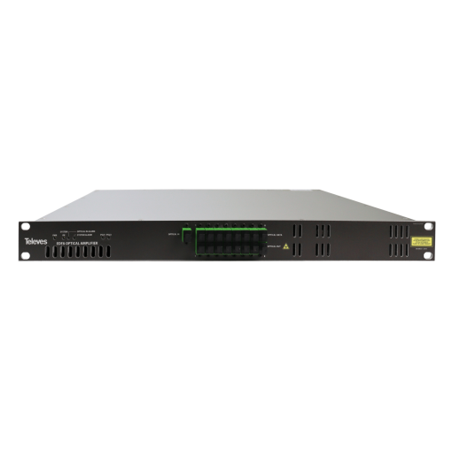 8-output YEDFA optical amplifier with WDM, 1RU rack 19'', 1550 nm, Po 20dBm