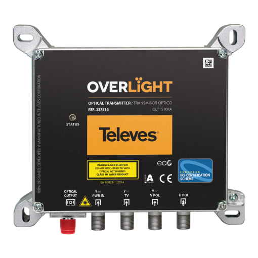 Overlight optical transmitter CWDM Outoor use, DABUHFSAT, 1510nm, Po 9dBm