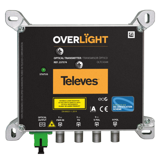 Overlight optical transmitter DWDM, Indoor use, DABUHFSAT, Ch34, Po 9dBm