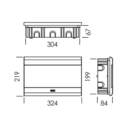 QUADRO ICP IP40 COM LIGADOR PORTA TRANSPARENTE 1 FILA 14 MÓDULOS BRANCO