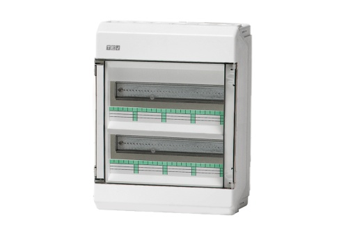 QUADRO DE DISTRIBUIÇÃO MONTAGEM SALIENTE PORTA TRANSPARENTE 2 FILAS 12 MÓDULOS B