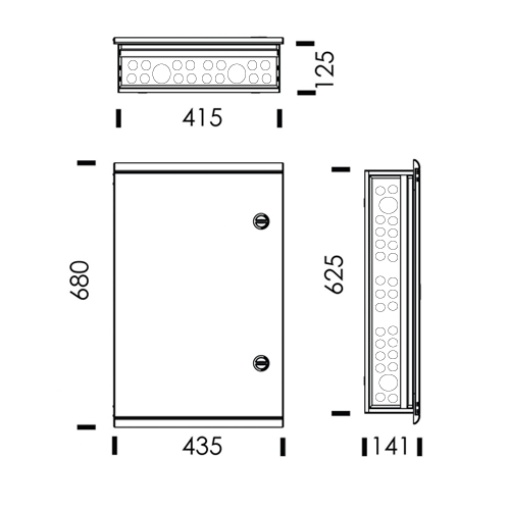 QUADRO DE DISTRIBUIÇÃO MONTAGEM EMBUTIDA IP54 PORTA OPACA 3 FILAS 51 MÓDULOS BRA
