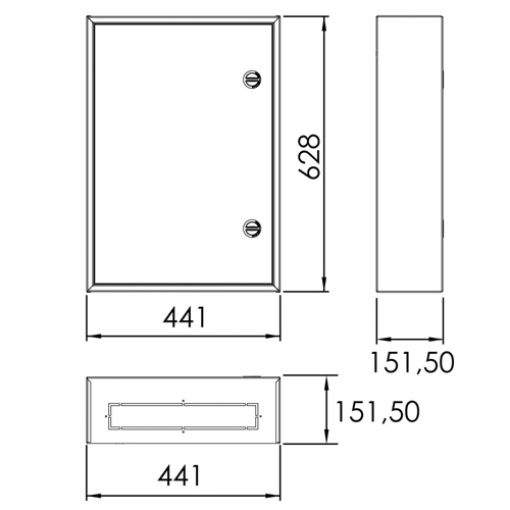 QUADRO DE DISTRIBUIÇÃO MONTAGEM SALIENTE IP54 PORTA OPACA 3 FILAS 35 MÓDULOS  D