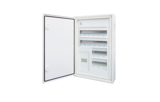 QUADRO DE DISTRIBUIÇÃO MONTAGEM SALIENTE IP54 PORTA OPACA 4 FILAS 52 MÓDULOS  D