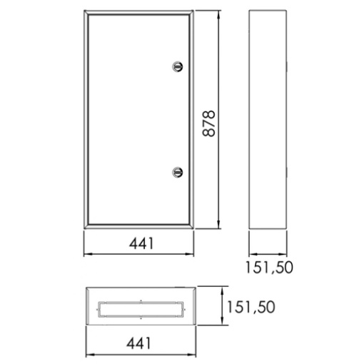 QUADRO DE DISTRIBUIÇÃO MONTAGEM SALIENTE IP54 PORTA OPACA 5 FILAS 69 MÓDULOS  D