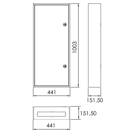 QUADRO DE DISTRIBUIÇÃOMONTAGEM SALIENTE IP54 PORTA OPACA 6 FILAS 86 MÓDULOS  DI