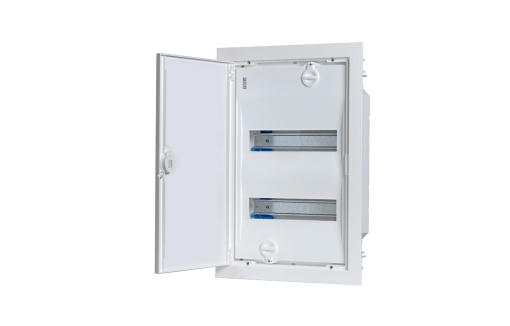 QUADRO DE DISTRIBUIÇÃO MONTAGEM EMBUTIDA PORTA OPACA 2 FILAS 28 MÓDULOS BRANCO