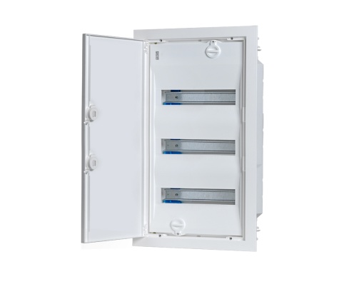 QUADRO DE DISTRIBUIÇÃO MONTAGEM EMBUTIDA PORTA OPACA 3 FILAS 42 MÓDULOS BRANCO