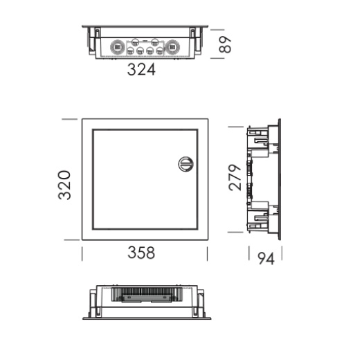 QUADRO DE DISTRIBUIÇÃO MONTAGEM EMBUTIDA PORTA TRANSPARENTE 1 FILA 14 MÓDULOS BR