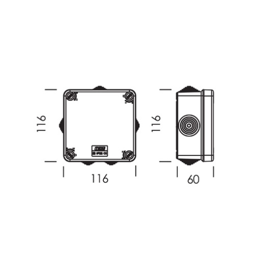 CAIXA DE DERIVAÇÃO SALIENTE 116x116x60 IP55 CREME