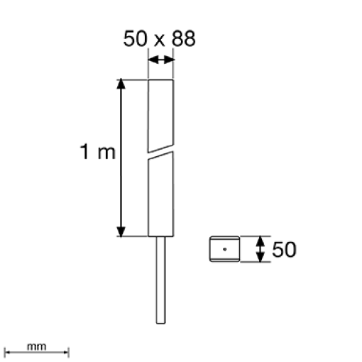 Extensão coluna Unex 1m Ø50x88, em alumínio