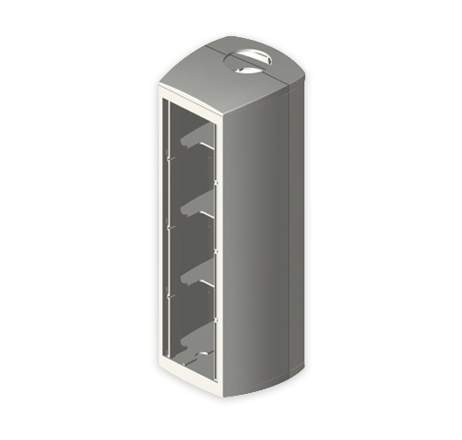 Módulo coluna 4 mecanismos Unex Ø50x88, tampa 80mm, em U24X cor cinzento
