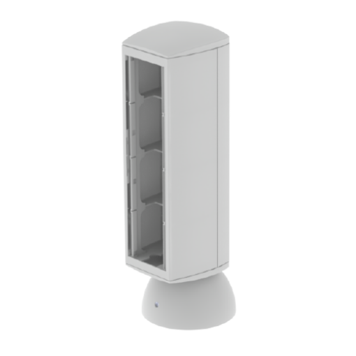 Mini-coluna Unex para 4 mecanismos, tampa 80mm, em U24X cor cinzento