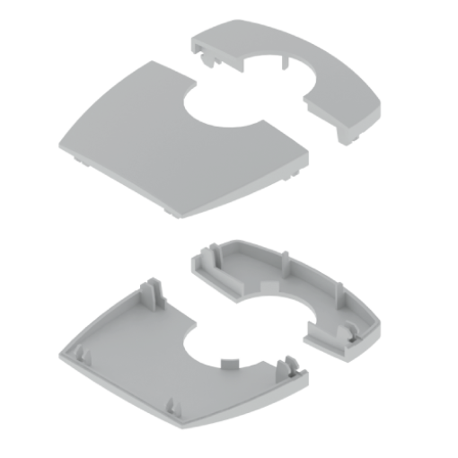 Tampas supinf Ø50 Unex 65mm, em U24X cor cinzento