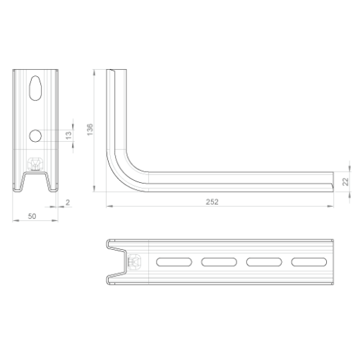 Suporte L Unex 200mm aço epoxi cor cinzento
