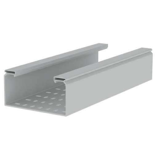 Caminho de cabos perfurado Unex 100x200, em U23X cor cinzento